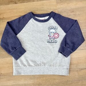 Pre-owned Marvel ‘Feeling Super’ Superhero Double-Sided‎ Raglan Sweatshirt, 4T